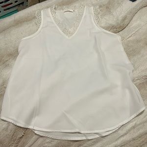 NEVER WORN white lace trim sleeveless blouse